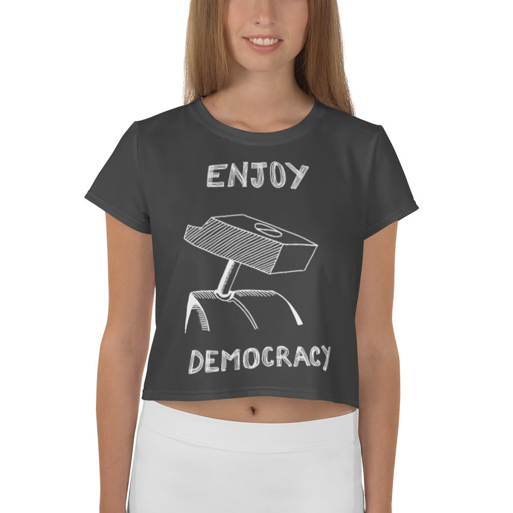 ENJOY DEMOCRACY //// All-Over Print Crop Tee