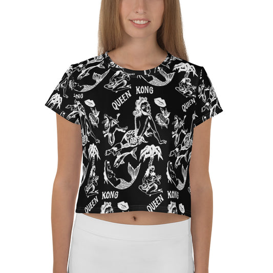 QUEENKONG PIN UP //// All-Over Print Crop Tee