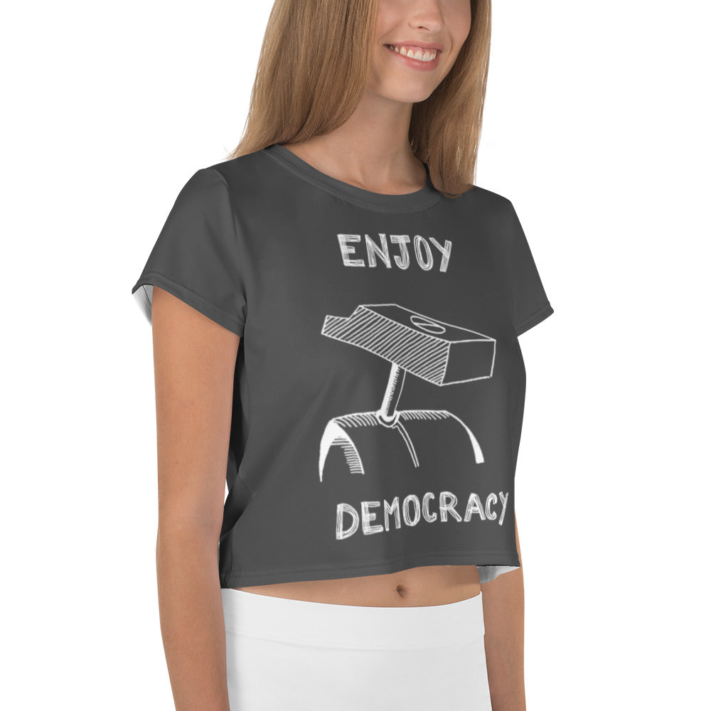 ENJOY DEMOCRACY //// All-Over Print Crop Tee