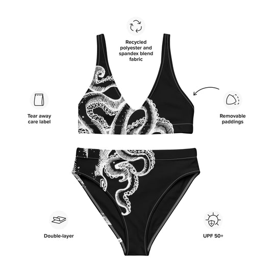 BLACK OCTOPUS ////Recycled high-waisted bikini